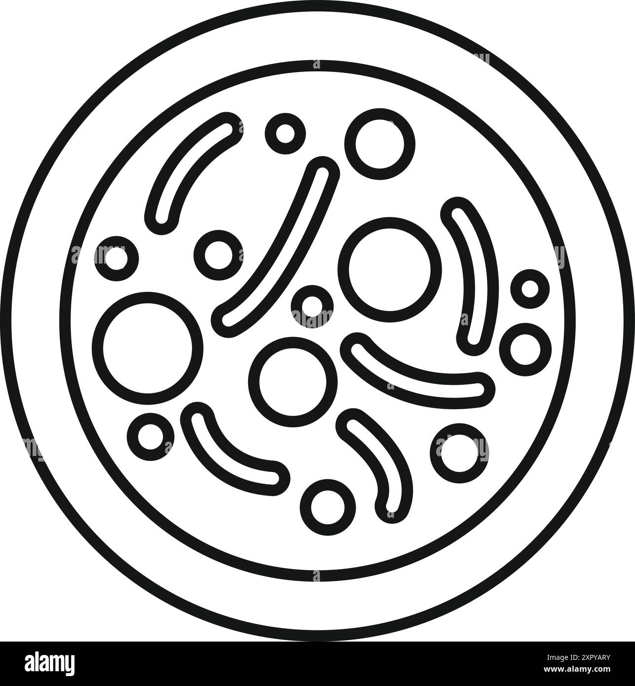 Icône de ligne simple d'une boîte de Pétri avec des bactéries qui y poussent Illustration de Vecteur