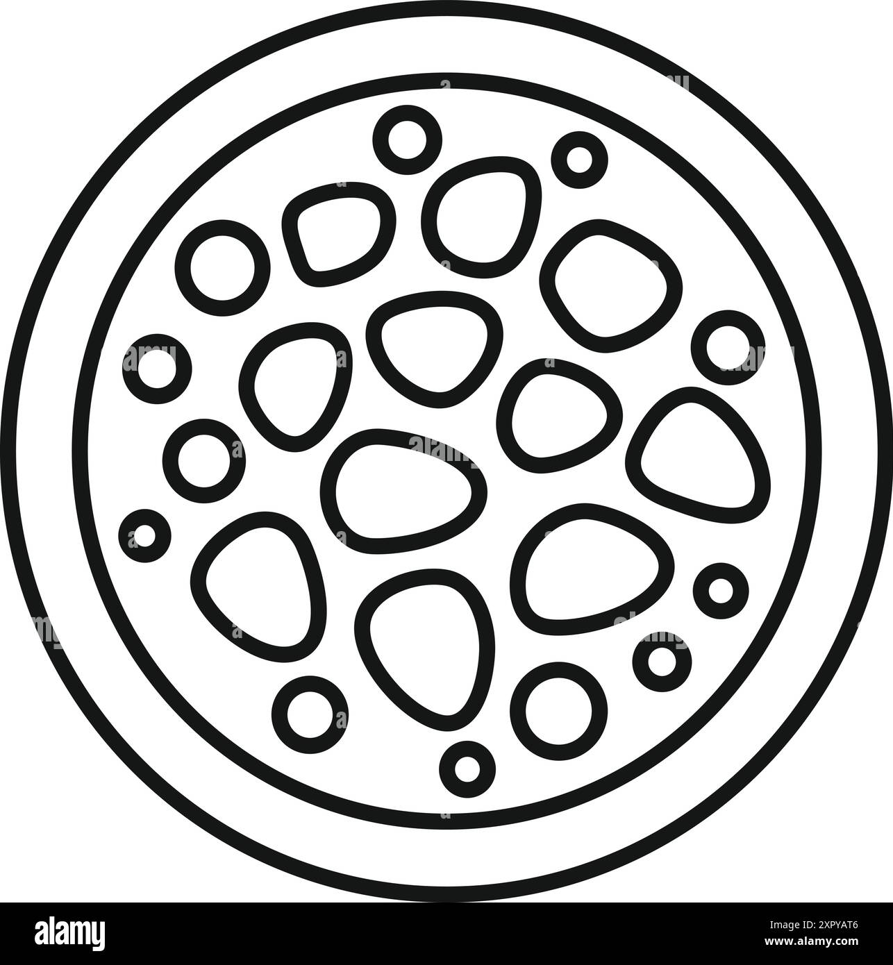 Icône de dessin au trait d'une boîte de Pétri contenant plusieurs colonies de bactéries en croissance Illustration de Vecteur