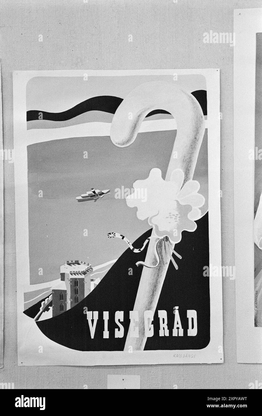 Courant 1948 : où veulent-ils voyager. Affiches de voyage. affiches touristiques exposées dans le cadre d'un concours de dessin entre jeunes élèves de 19 écoles de dessin. La Hongrie nous tente avec des voyages sur le «beau Danube bleu». L'affiche est dessinée par J. Kass, 17 ans. Photo : aktuell / NTB ***la photo n'est pas traitée*** ce texte d'image est automatiquement traduit ce texte d'image est automatiquement traduit ce texte d'image est automatiquement traduit Banque D'Images