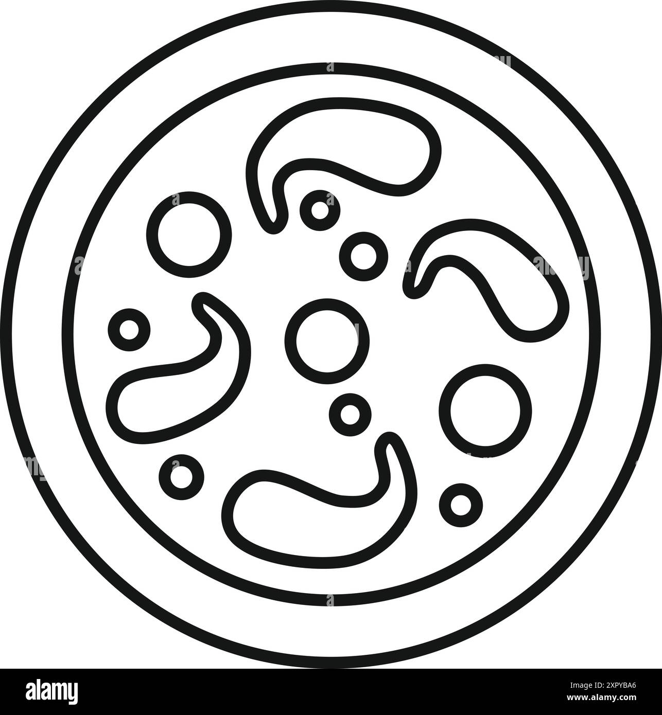 Icône de dessin au trait de bactéries se développant sur une boîte de Pétri dans un laboratoire Illustration de Vecteur