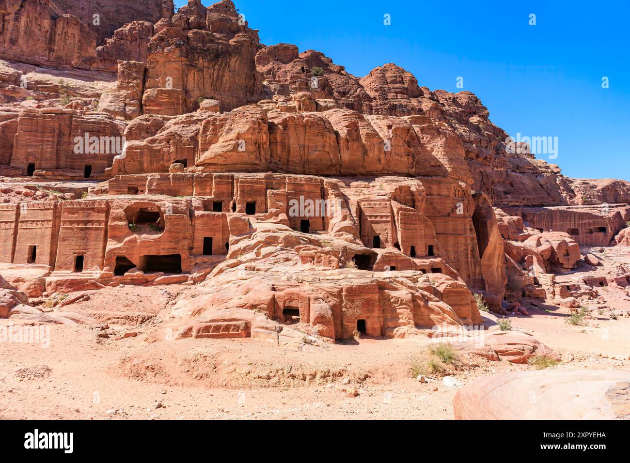 Ruines de l'ancienne ville nabatéenne de Petra, dans le désert de Wadi Musa en Jordanie Banque D'Images