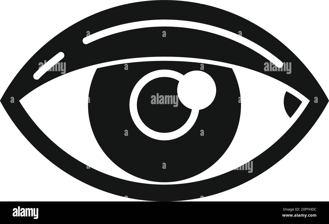 Cette icône simple en noir et blanc représente un œil humain regardant vers le haut Illustration de Vecteur