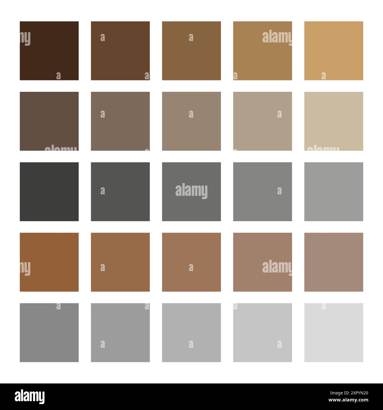 Palette de couleurs neutres. 25 nuances différentes. Illustrations vectorielles noir et blanc. Forme carrée simple. Illustration de Vecteur
