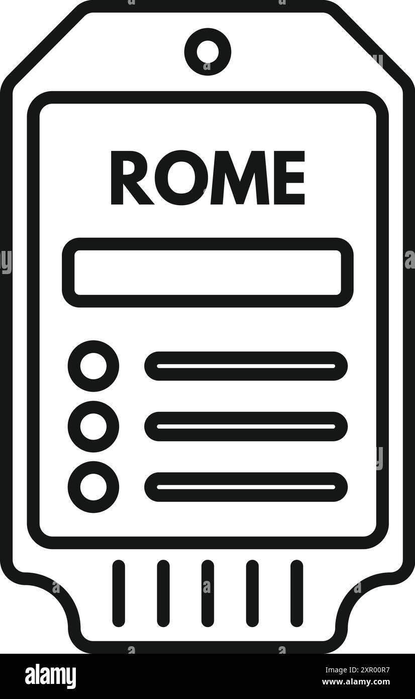 Simple étiquette de bagage rome avec espace pour votre information, représentant le voyage et le tourisme en italie Illustration de Vecteur