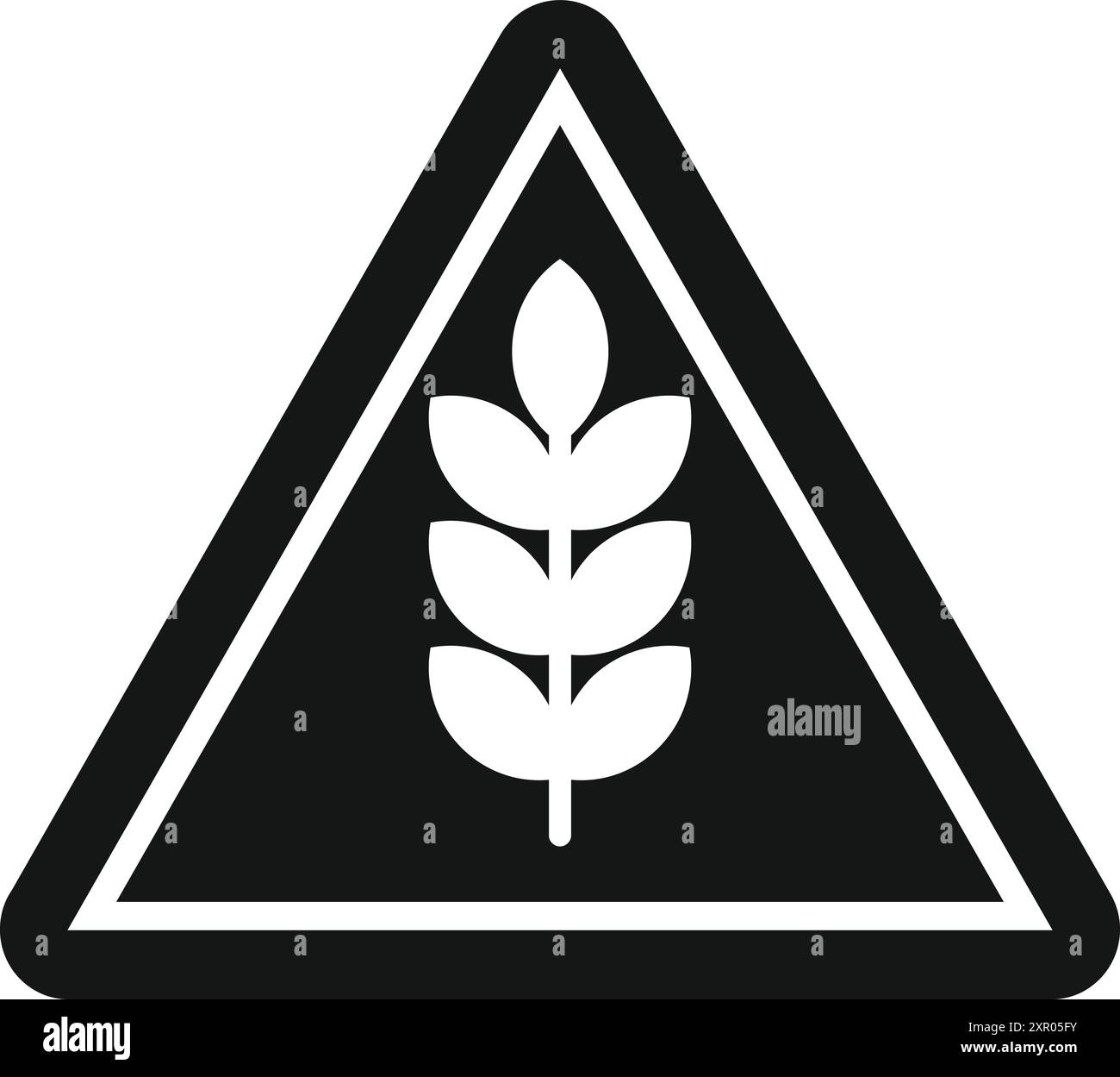 Panneau d'avertissement d'allergie sans gluten noir et blanc indiquant la présence de blé Illustration de Vecteur
