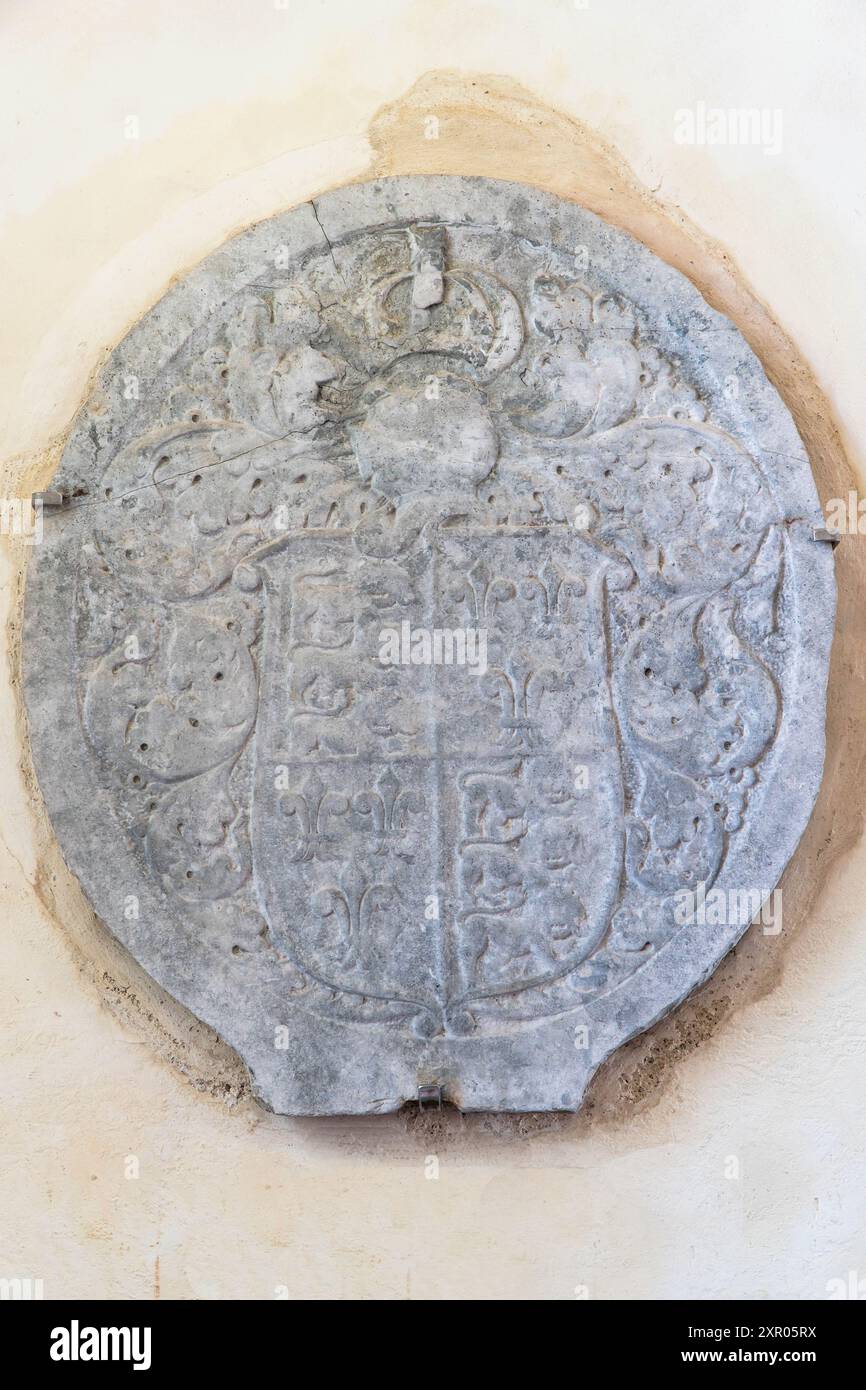 Les armes traîtres de Richard Duke of York, une relique de la Guerre des Roses. Église St Bartholomew Ashperton Herefordshire Royaume-Uni. Juillet Banque D'Images