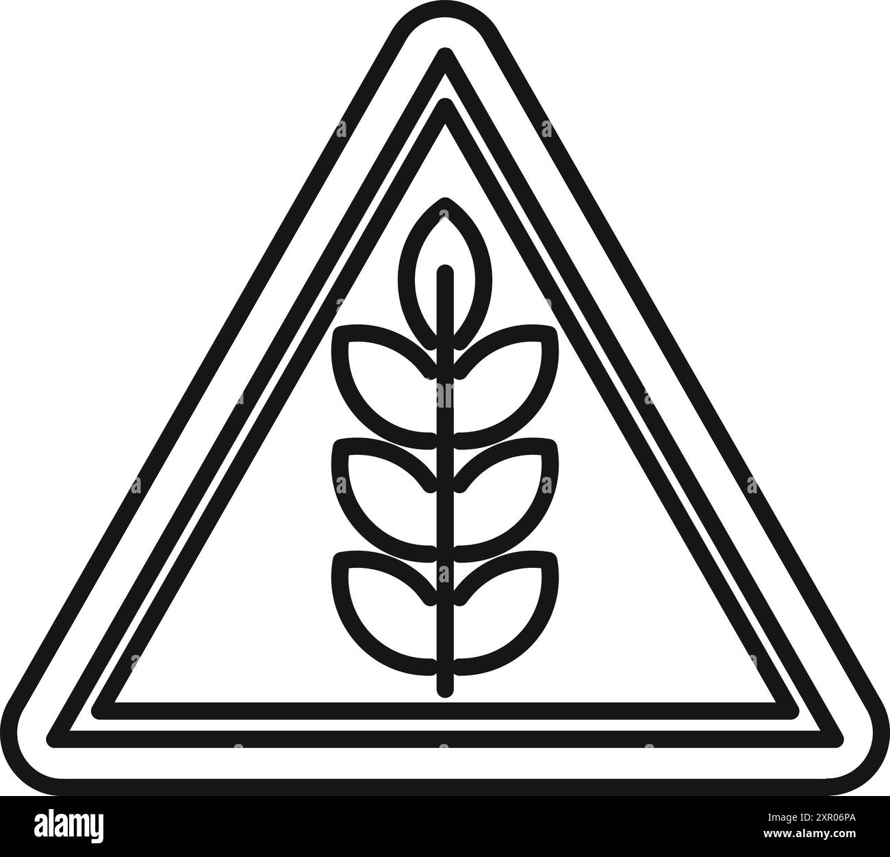 Cette icône montre une tige de blé stylisée à l'intérieur d'un panneau d'avertissement Illustration de Vecteur