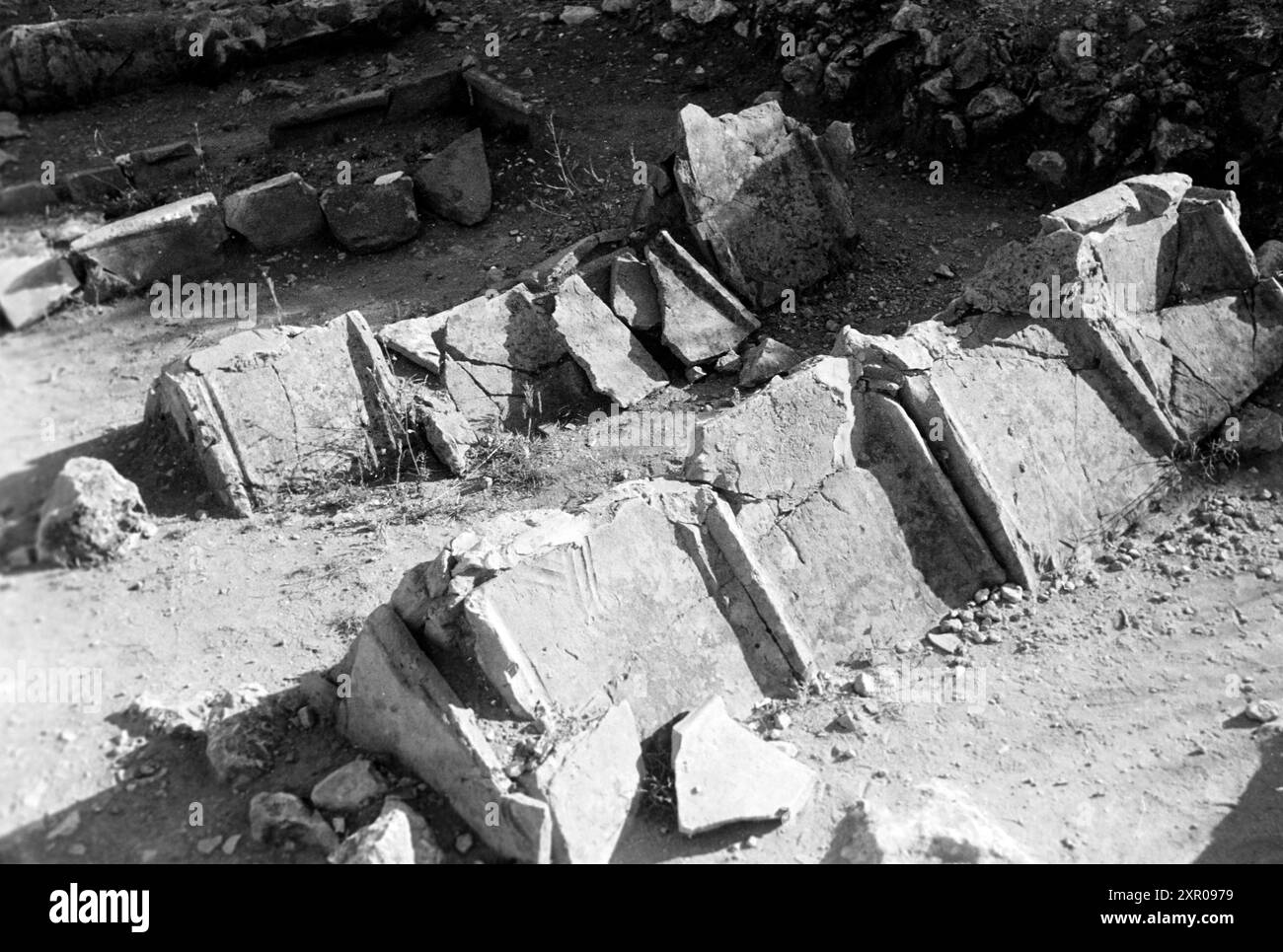 Landschaft mit dörflicher Ansiedlung BEI Empuries in Spanien, Costa Brava 1957. Paysage avec petit établissement près de Empuries, Espagne, Coats Brava 1957. Banque D'Images