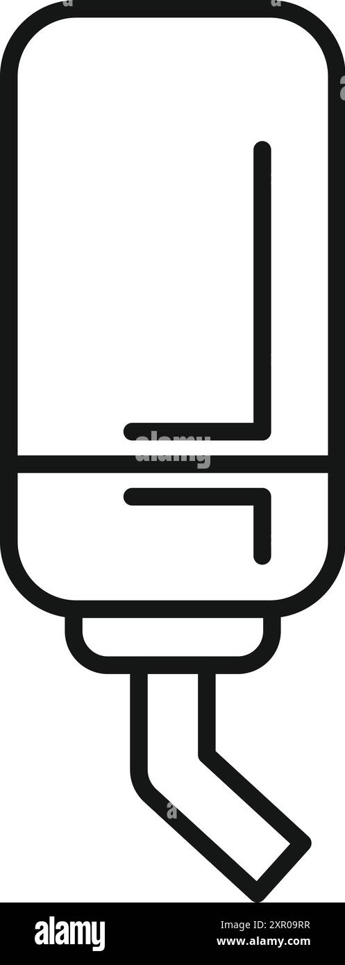 Icône de ligne simple d'un distributeur d'eau généralement attaché à une cage à oiseaux pour les oiseaux à boire Illustration de Vecteur