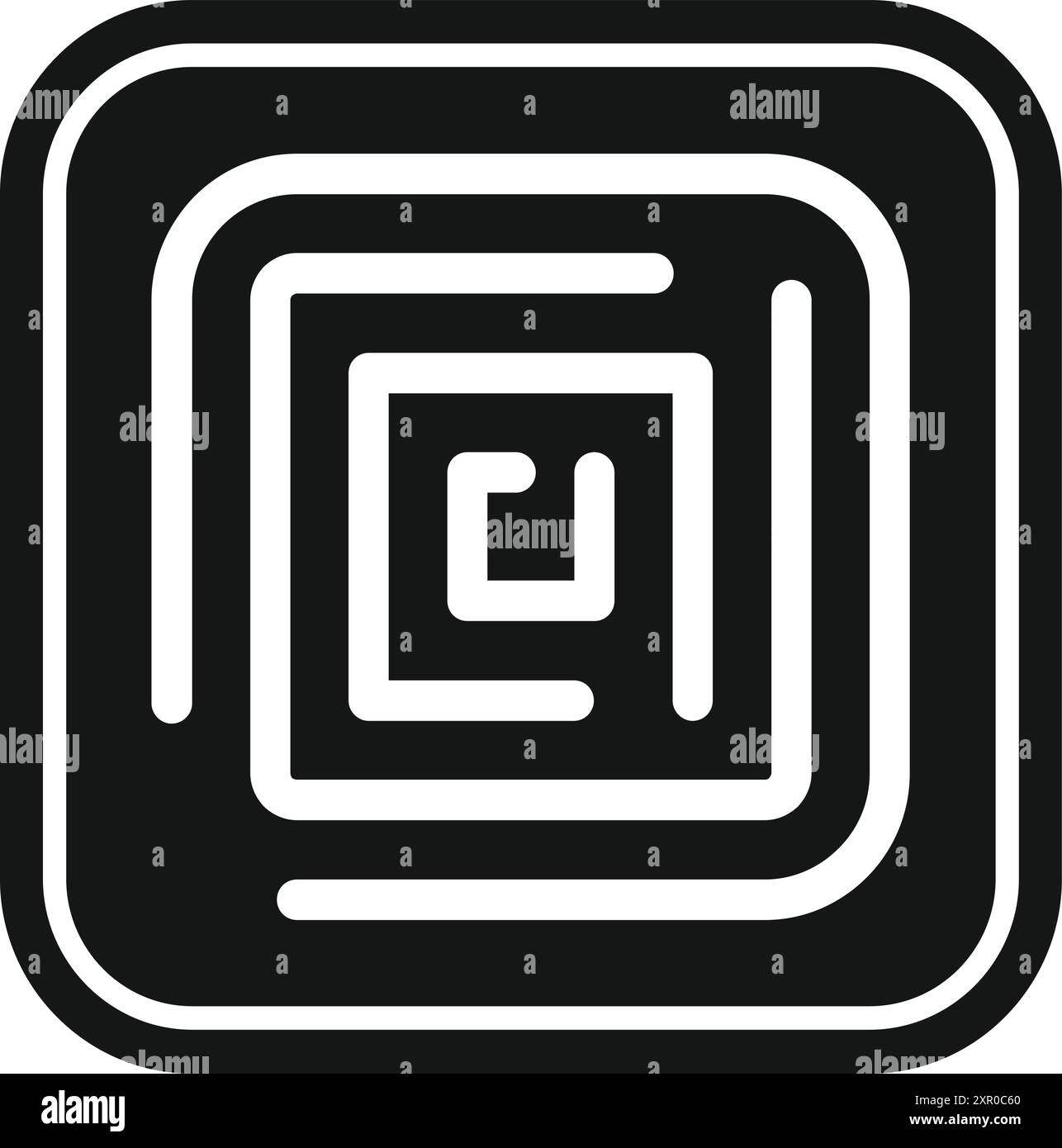 Forme carrée abstraite formant un labyrinthe avec un fond noir Illustration de Vecteur