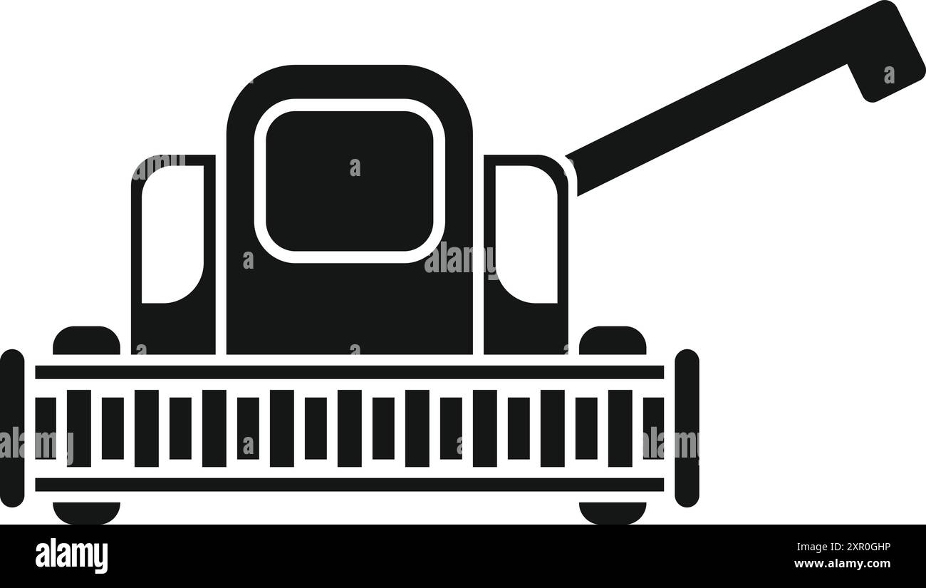 Moissonneuse-batteuse noire récoltant le grain sur le champ icône de style simple isolé sur fond blanc Illustration de Vecteur