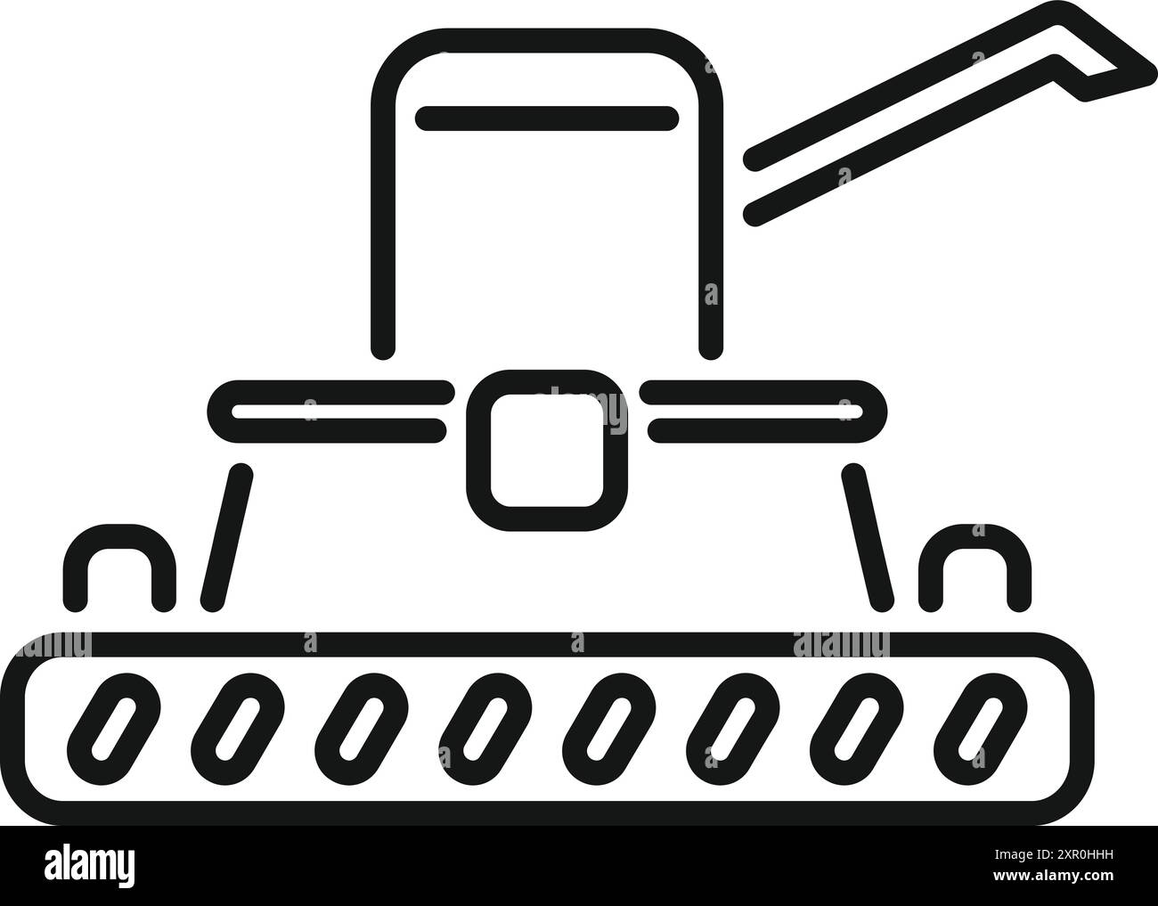 La moissonneuse-batteuse récolte le blé dans l'icône de ligne de champ Illustration de Vecteur