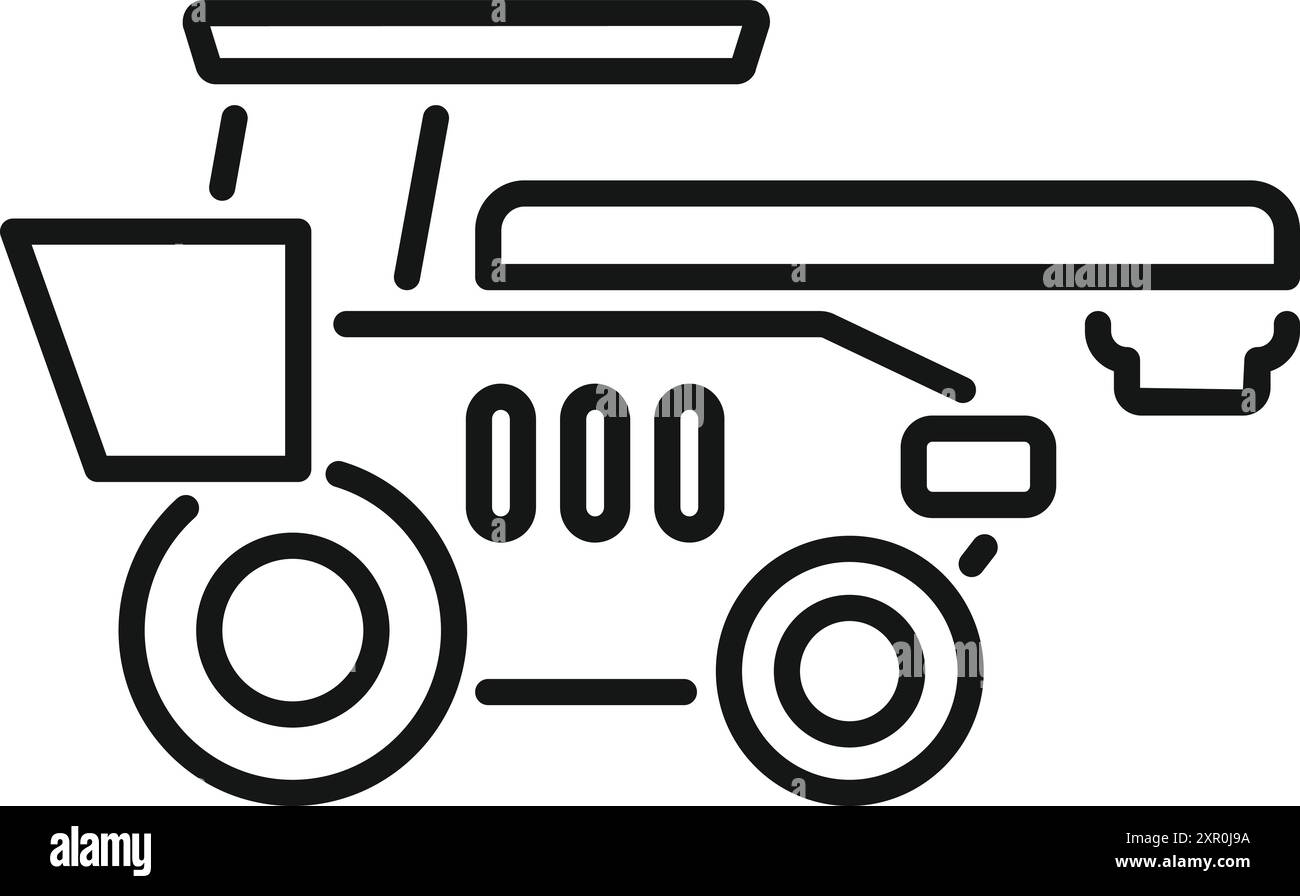 La moissonneuse-batteuse récolte le grain dans un champ Illustration de Vecteur