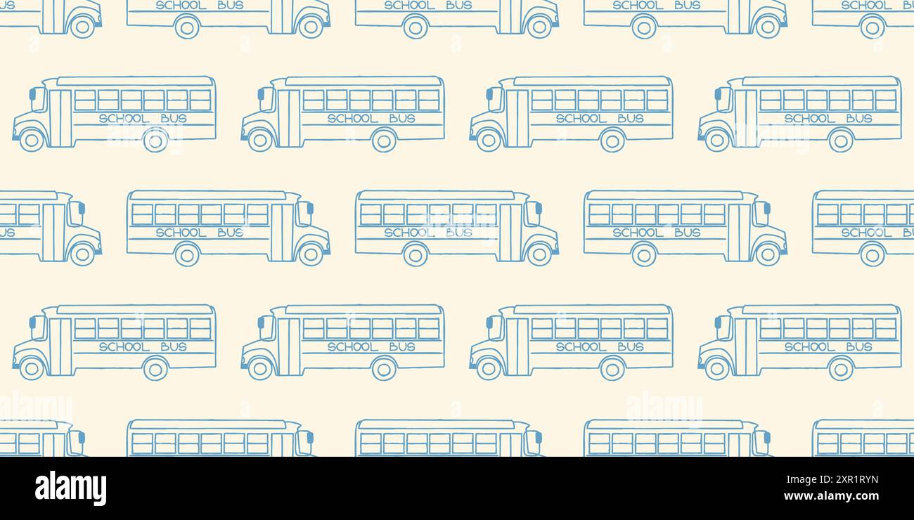 Motif sans couture avec bus scolaires, motif rentrée Illustration de Vecteur
