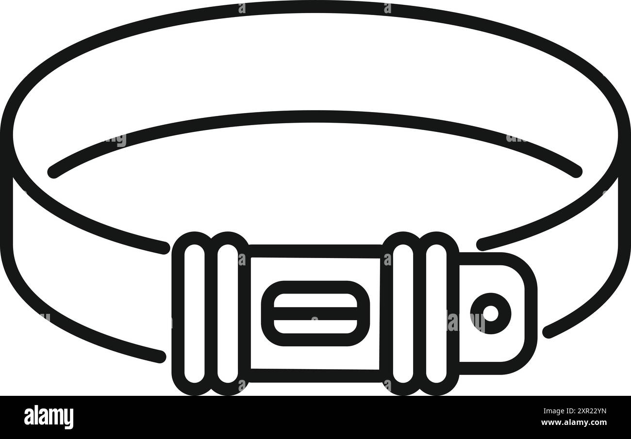 Icône de ligne simple d'un collier de chien avec une boucle, isolé sur un fond blanc Illustration de Vecteur