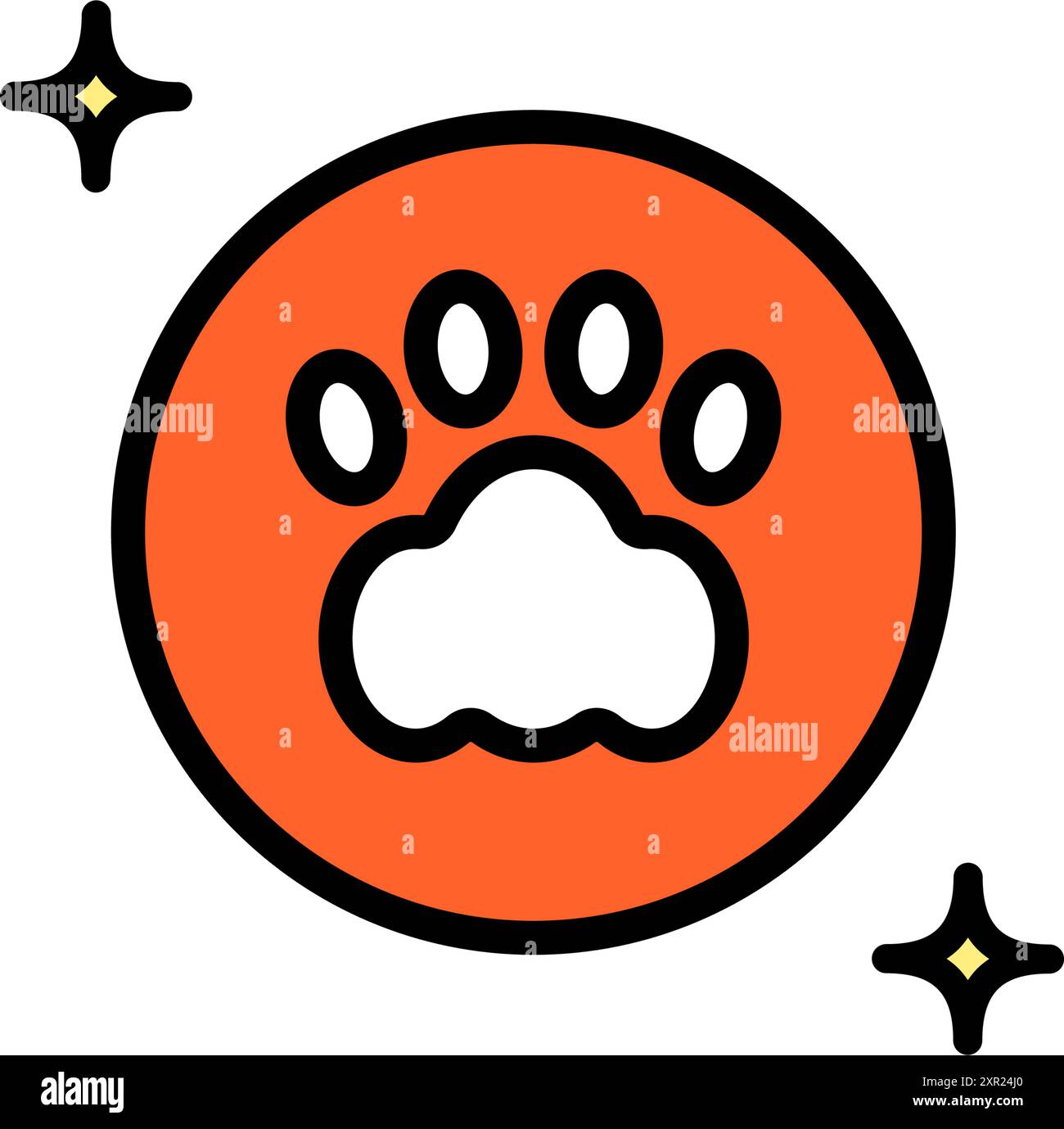 Imprimé pattes animales. Icône de couleur de patte de chien ou de chat. Panneau d'empreinte PET. Icône de tracé de chien. Illustration vectorielle simple isolée sur blanc. Illustration de Vecteur