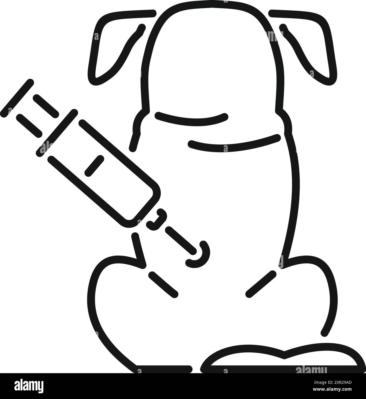 Le chien reçoit une injection de vaccin, soulignant l'importance des soins et de la vaccination pour animaux de compagnie Illustration de Vecteur