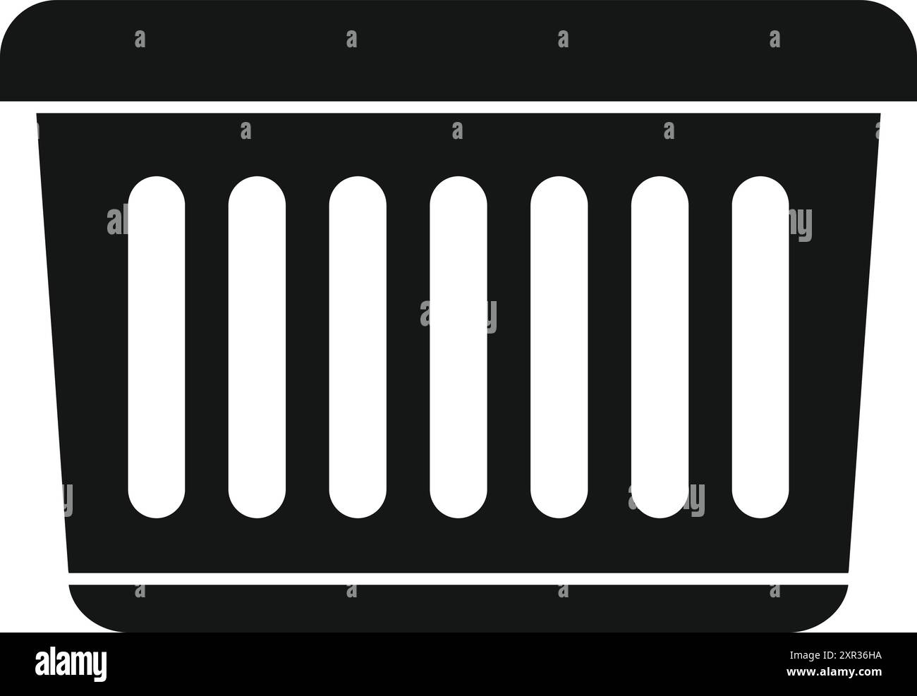 Illustration simple en noir et blanc d'un panier à linge vide debout, idéal pour représenter l'entretien ménager Illustration de Vecteur