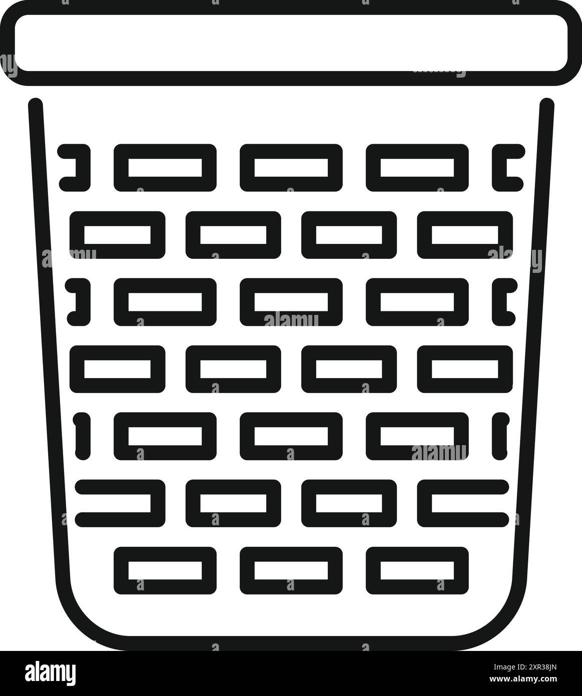 Icône de ligne simple d'un panier à linge, un article ménager commun utilisé pour stocker et transporter des vêtements sales avant le lavage Illustration de Vecteur