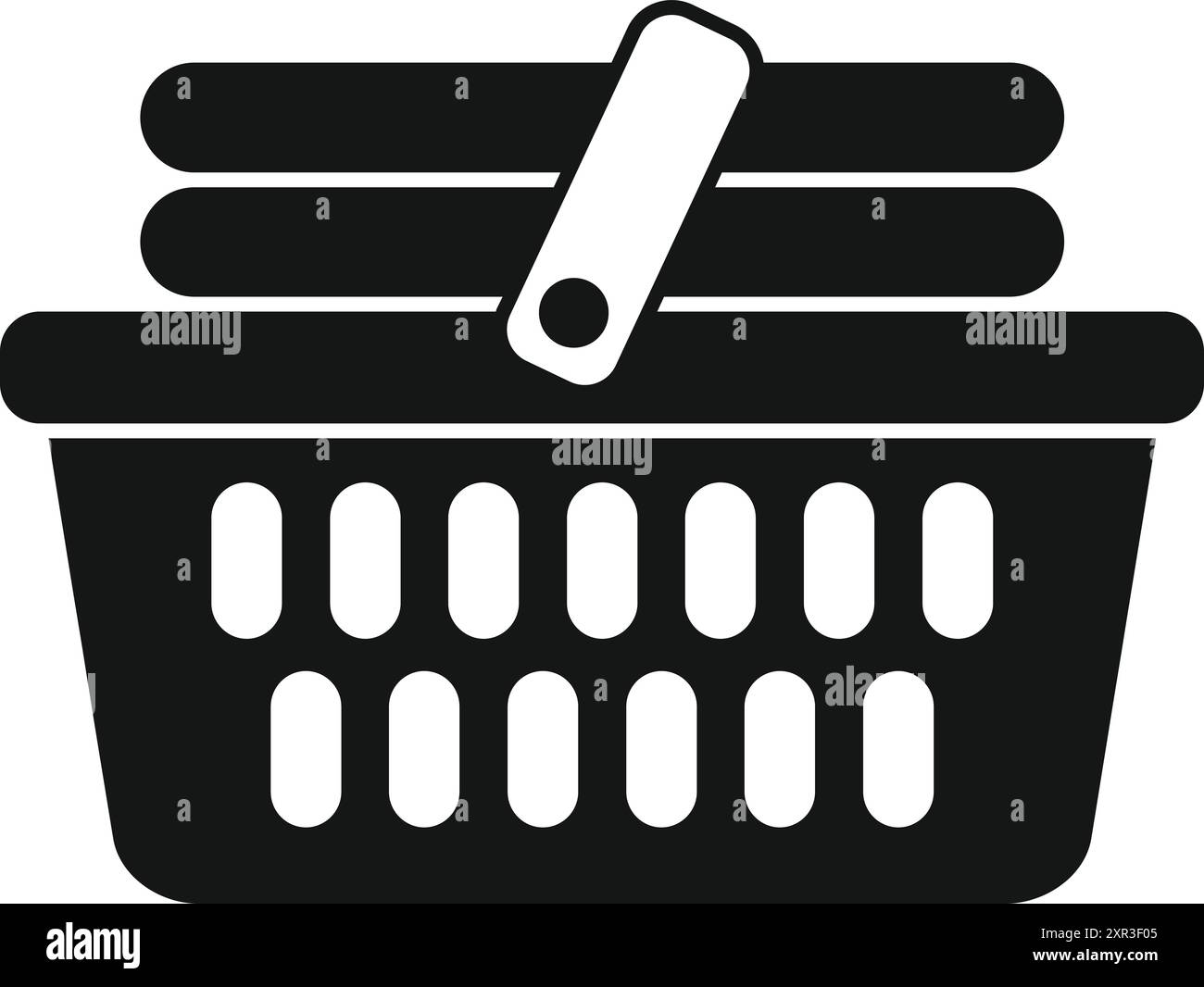 Icône simple d'un panier plein de vêtements après une virée shopping Illustration de Vecteur