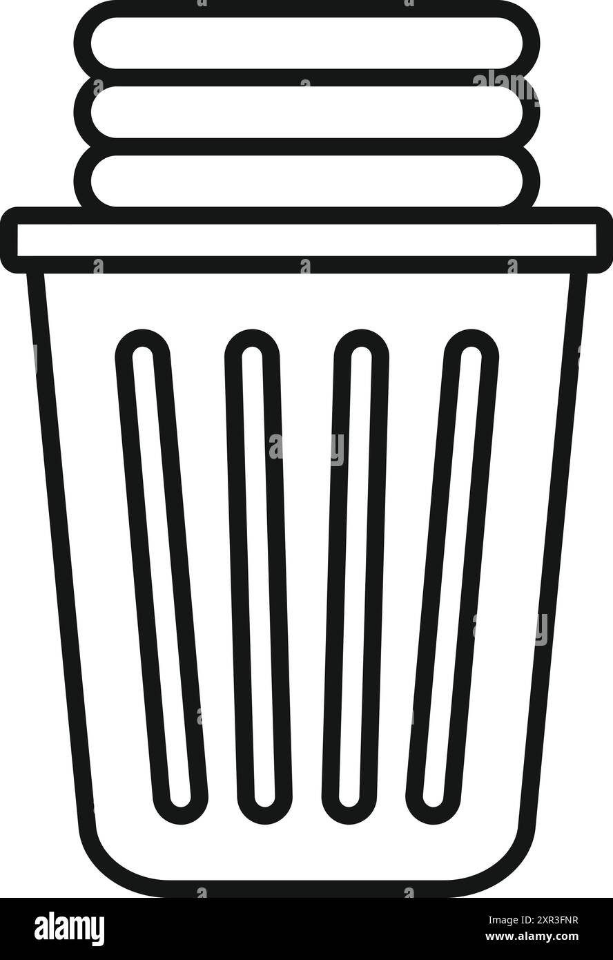 Icône de ligne de panier à linge simple représentant un panier complet de vêtements prêts à être lavés Illustration de Vecteur