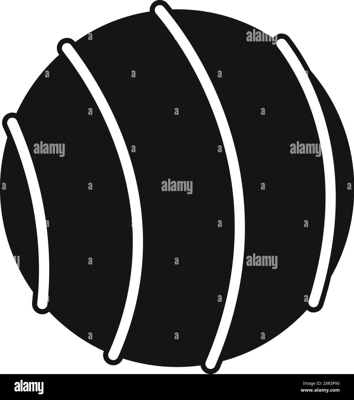 Icône noire et blanche d'un bonbon rond au chocolat avec remplissage déballé Illustration de Vecteur