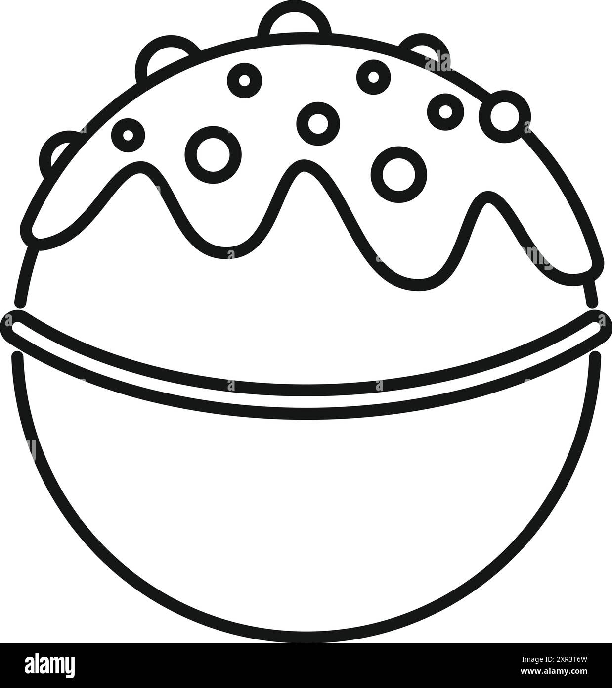 Gâteau de pâques traditionnel avec glaçure goutte à goutte et saupoudres d'icône minimaliste noir et blanc Illustration de Vecteur