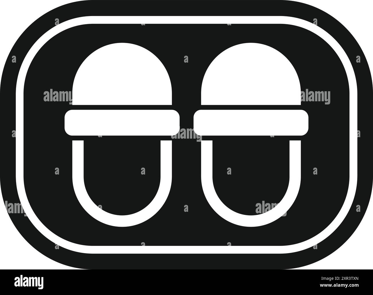 Icône noire et blanche d'une paire de pantoufles d'hôtel affichée à l'intérieur d'une forme ovale, suggérant un service offert aux clients Illustration de Vecteur