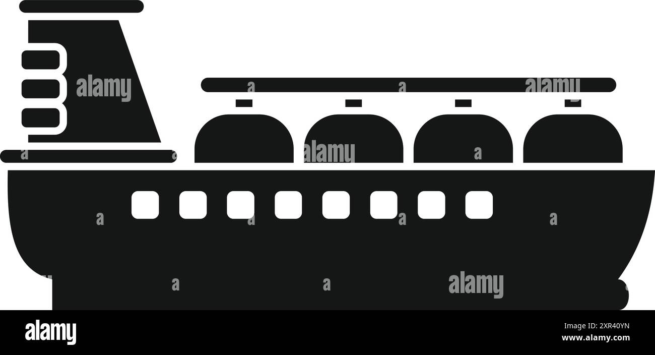 Silhouette noire d'un navire transporteur de gaz transportant du gaz naturel liquéfié utilisant des réservoirs sphériques Illustration de Vecteur