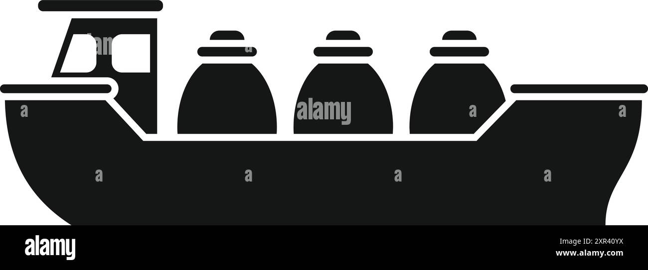 Icône noire de style simple d'un navire transporteur de gaz transportant du gaz naturel liquéfié Illustration de Vecteur