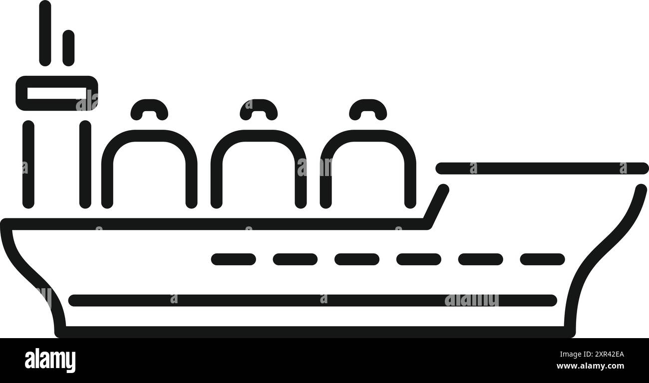 Simple icône noire et blanche d'un grand navire transporteur de gaz transportant du gnl Illustration de Vecteur