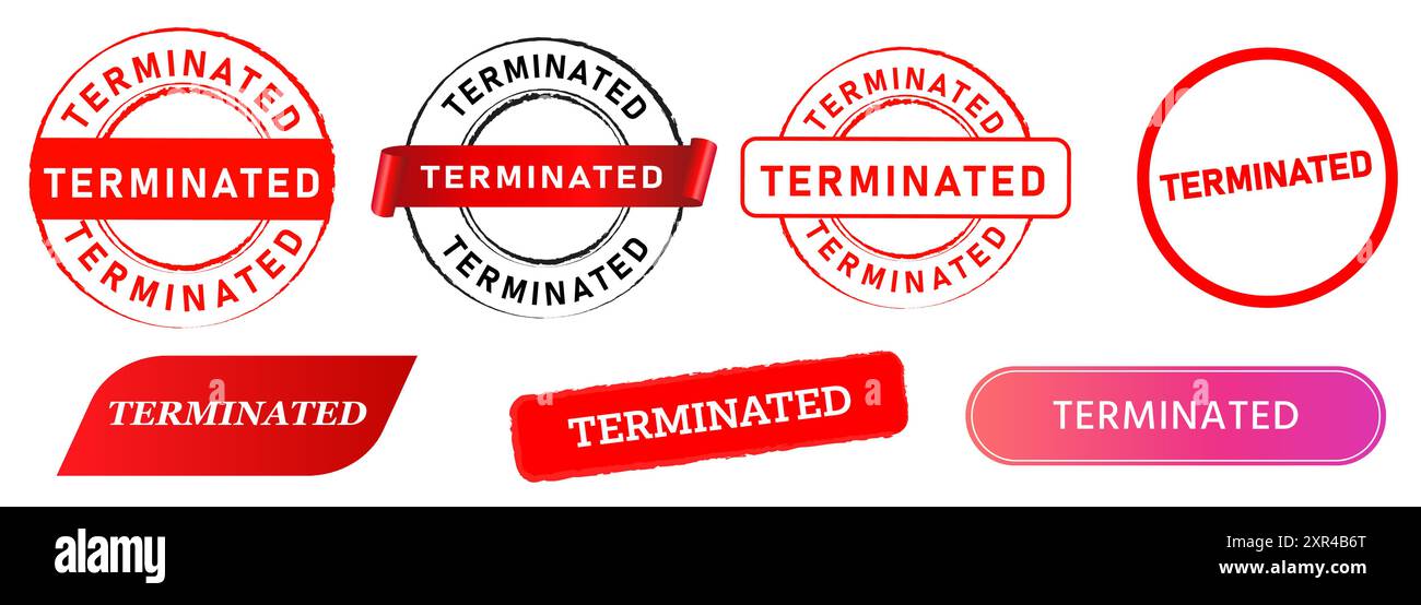 fin de la tâche de conception de collection de timbres de contrat interrompue annulée Illustration de Vecteur