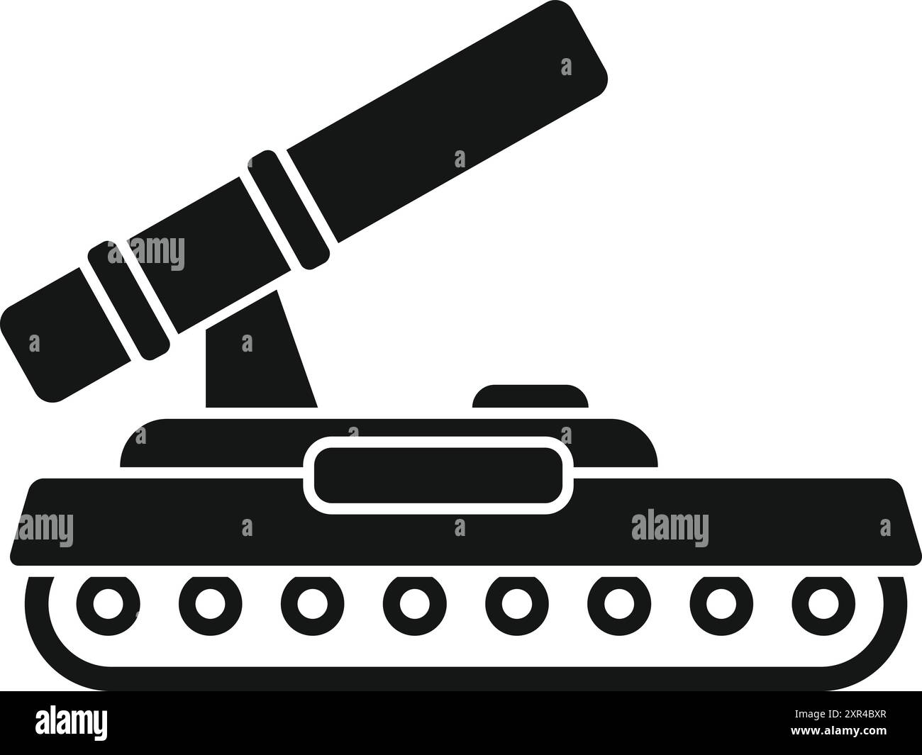 Icône solide noire pour un tir de char militaire avec son gros canon Illustration de Vecteur