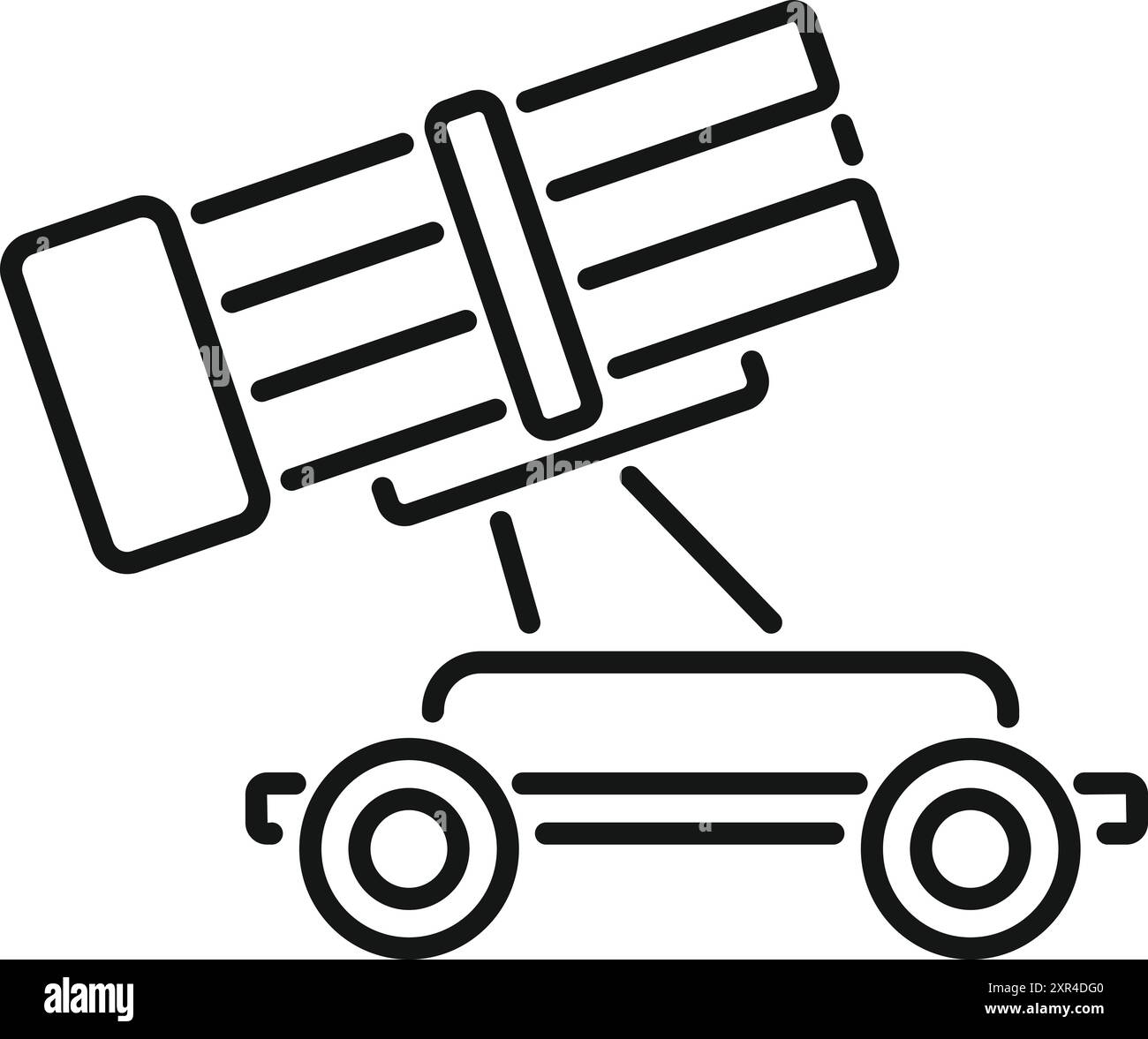 Simple ancienne catapulte de machine de guerre jetant des pierres concept d'icône de ligne pour le web, mobile, conception d'interface utilisateur Illustration de Vecteur