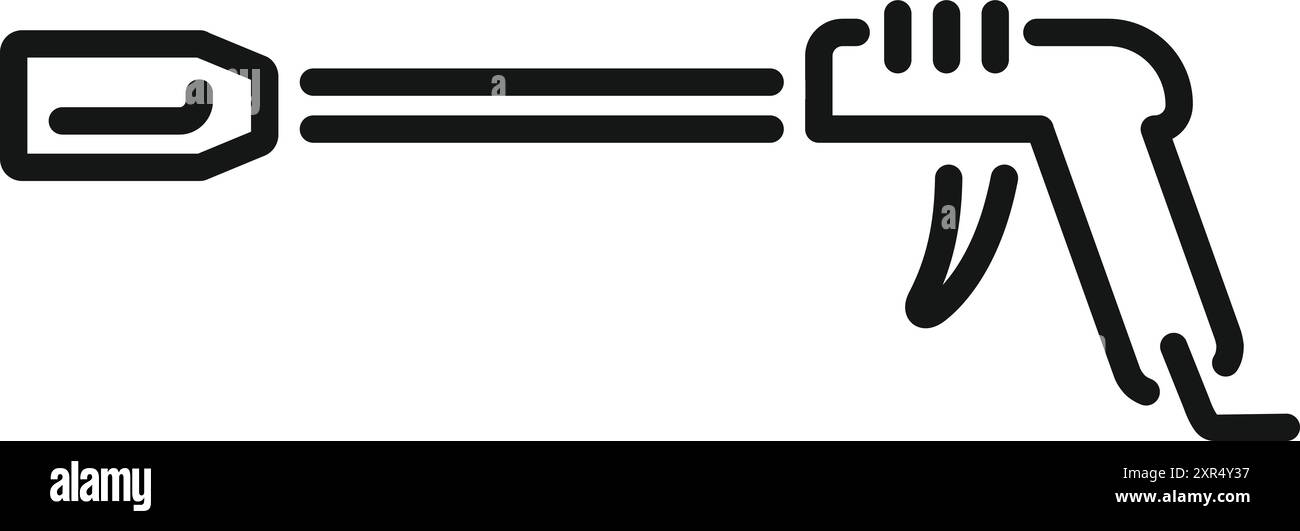 Simple pictogramme de contour de pistolet à colle appliquant l'adhésif pour la réparation, l'artisanat et les projets de bricolage Illustration de Vecteur