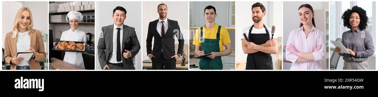 Collage de différentes professions, photos de diverses personnes Banque D'Images