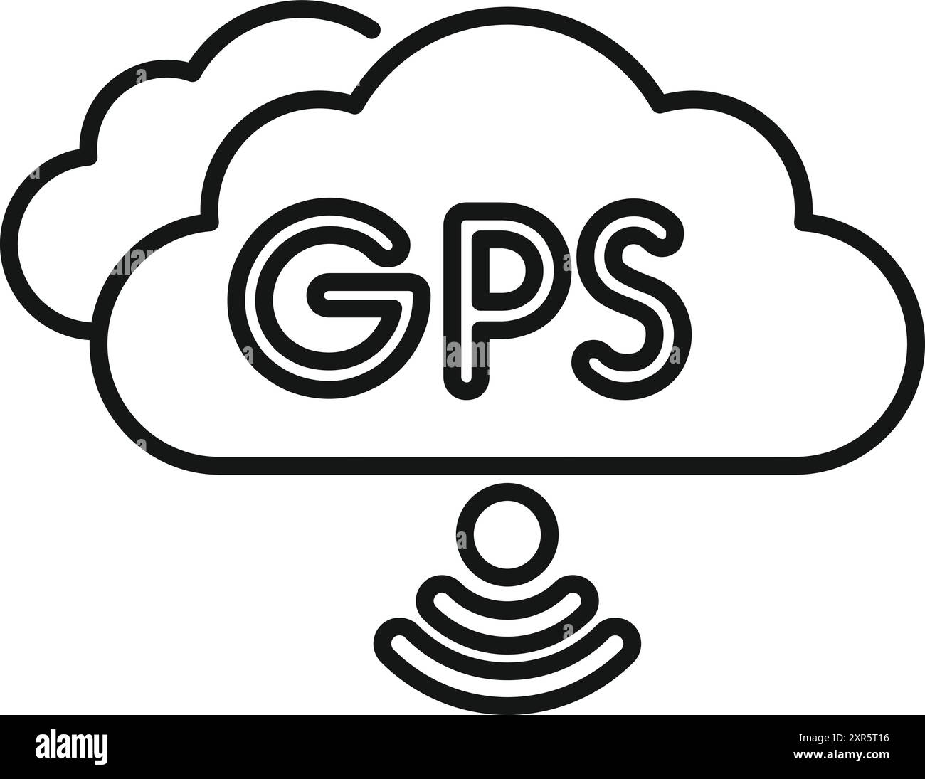 Système de navigation GPS envoyant un signal à partir du stockage en nuage, un concept de technologie gps basée sur le nuage Illustration de Vecteur