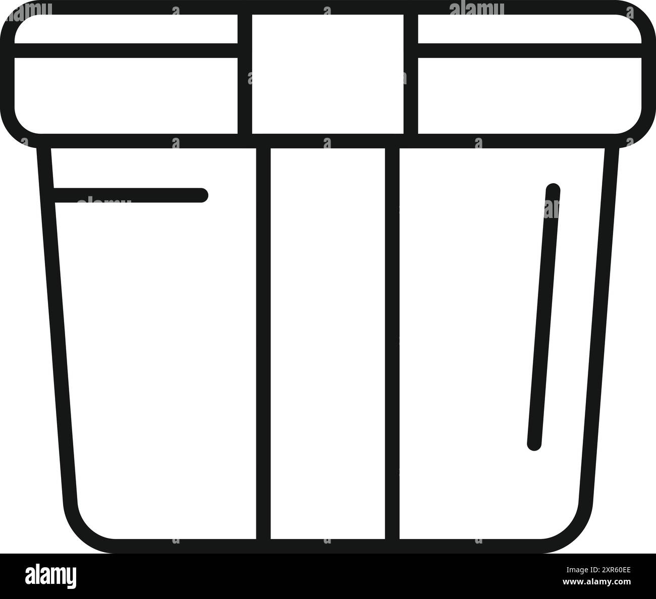 Icône de ligne d'un récipient rectangulaire en plastique, conçu pour stocker et conserver les aliments Illustration de Vecteur