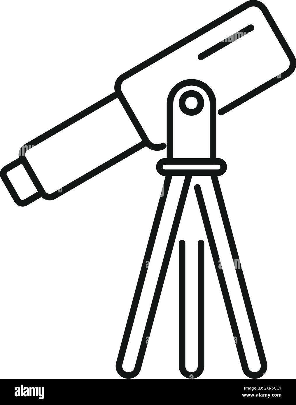 Dessin simple d'un télescope debout sur un trépied, parfait pour représenter l'astronomie et l'observation des étoiles Illustration de Vecteur