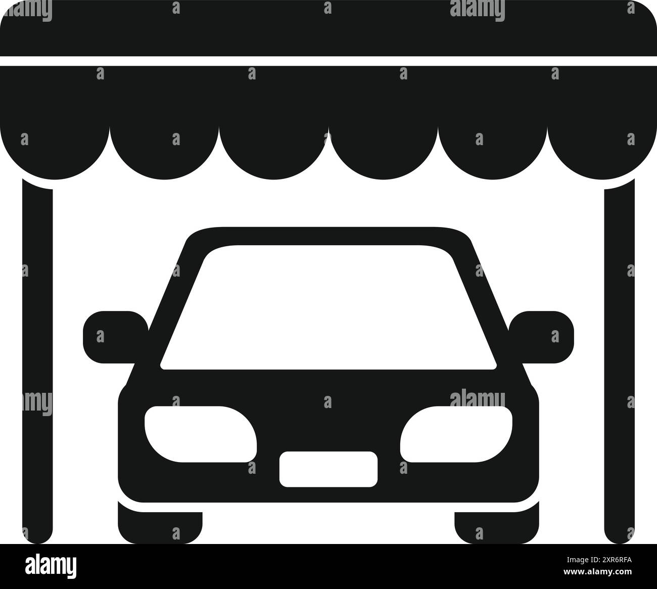 Parking de voiture sous l'icône d'auvent dans un style simple sur un fond blanc Illustration de Vecteur