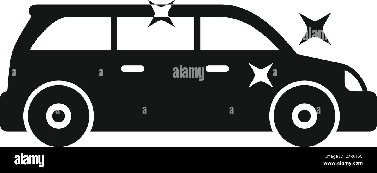 Silhouette noire d'une longue voiture de luxe étincelante après des détails professionnels Illustration de Vecteur