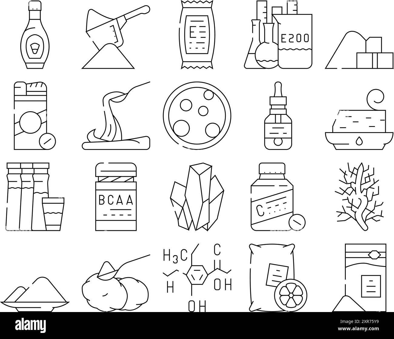 Additifs alimentaires Formula Collection Icons Set Vector Illustration de Vecteur