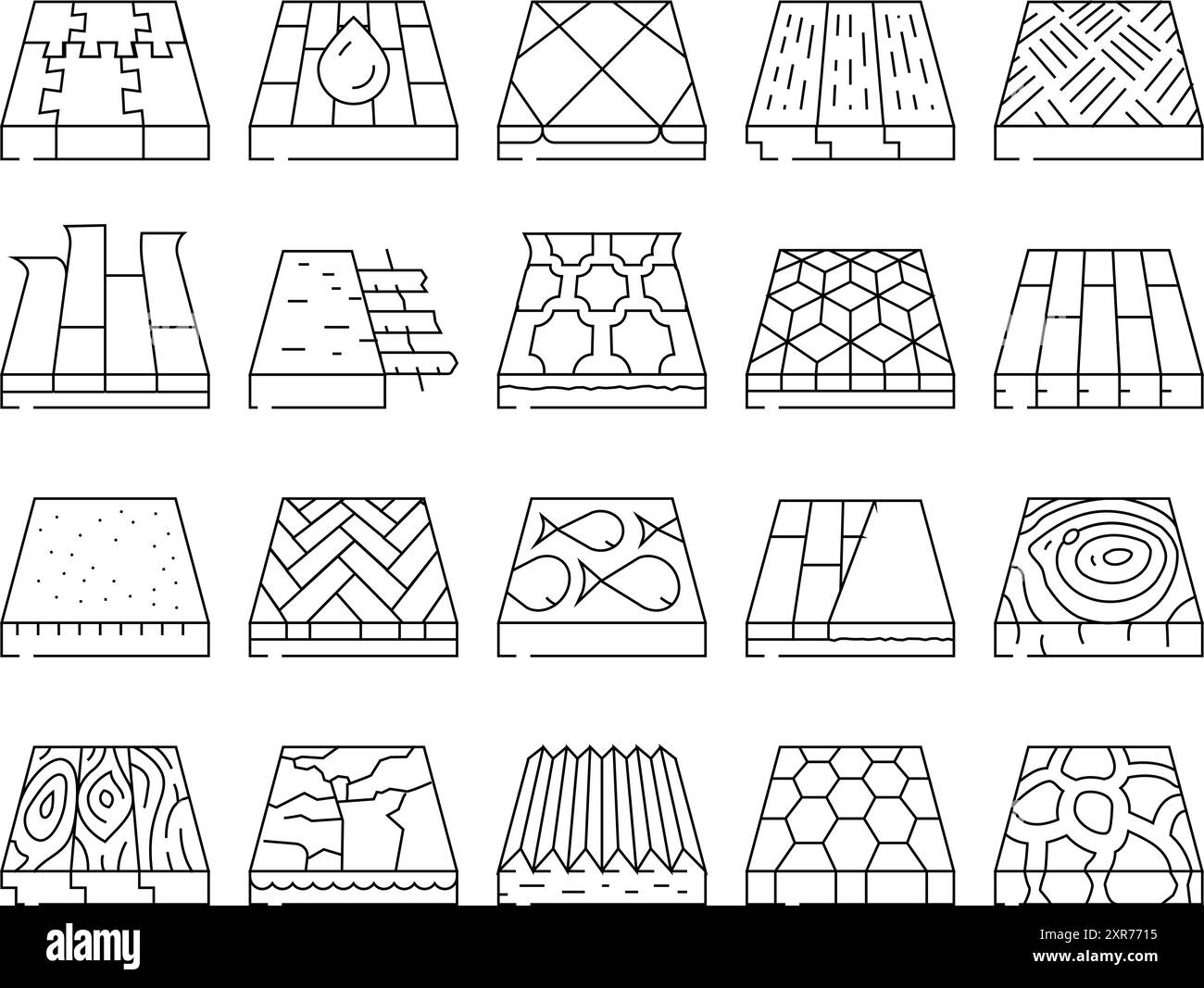 Les icônes de rénovation des couches de matériau du sol définissent le vecteur Illustration de Vecteur
