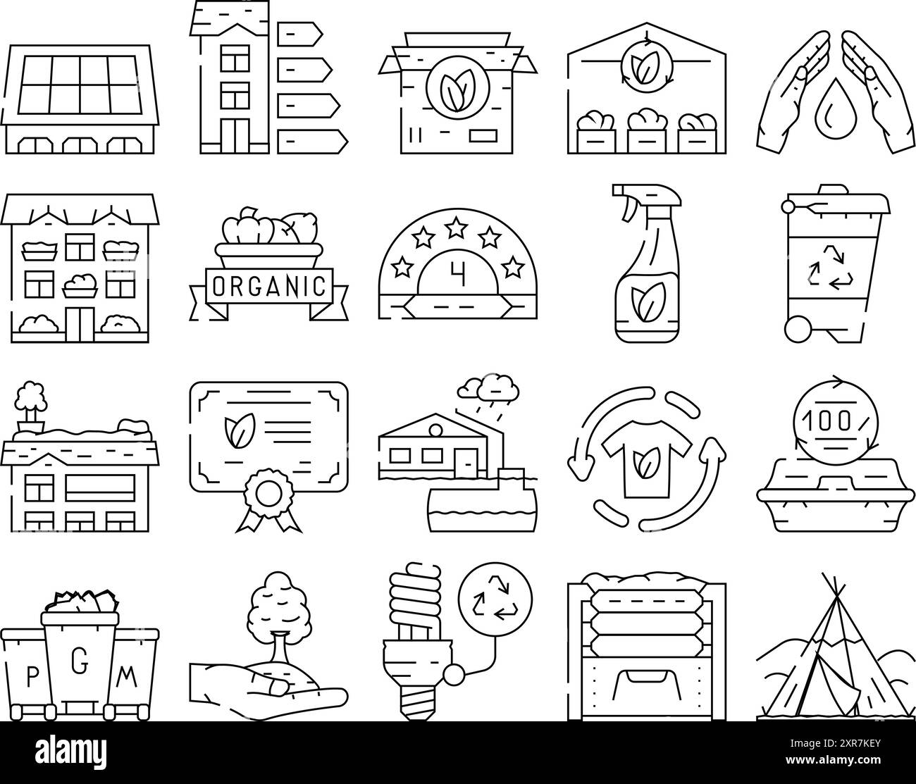 vecteur d'ensemble d'icônes écologiques green living Illustration de Vecteur