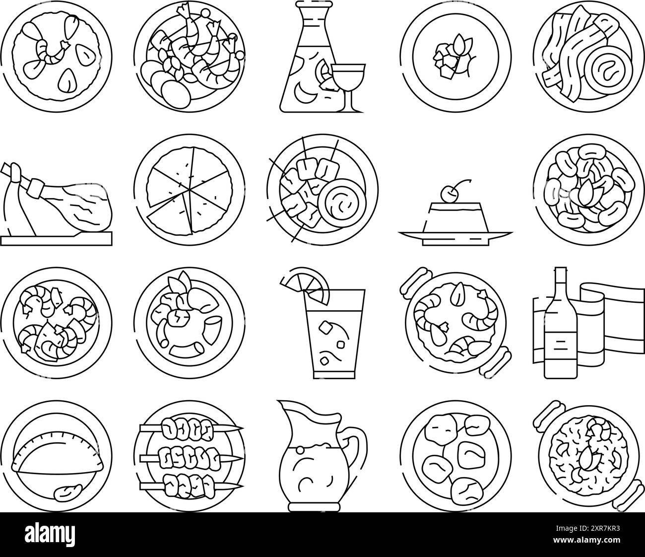 spanish cuisine food spain paella icônes set vecteur Illustration de Vecteur