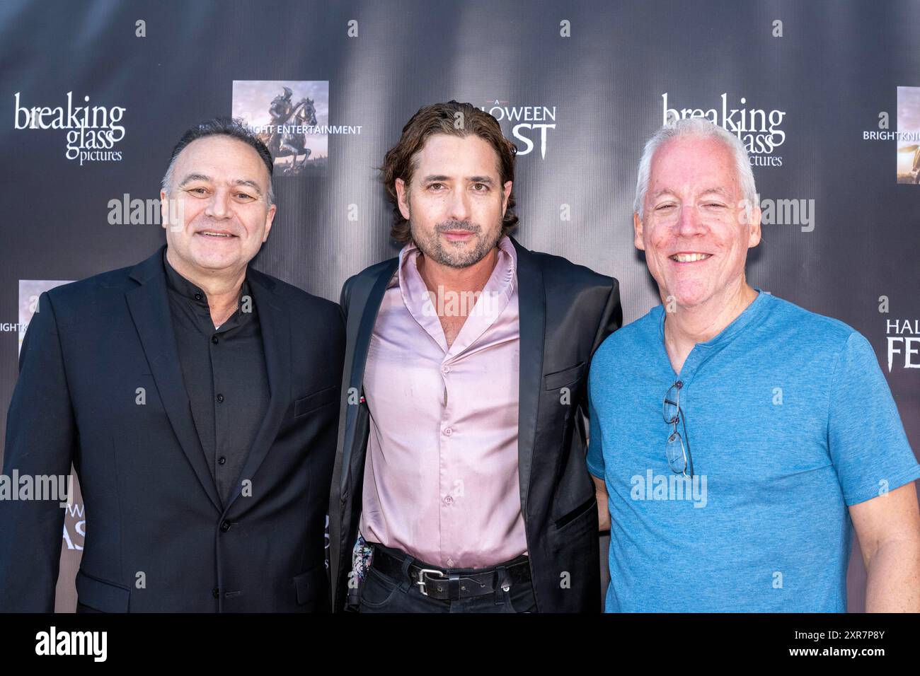 Los Angeles, États-Unis. 08 août 2024. Producteur, acteur Lou D'Amato, auteur, acteur, Producteur Guile Branco, le co-scénariste Arthur McClen assiste à la première de Breaking Glass Pictures 'A HALLOWEEN FEAST' Los Angeles au Lumiere Music Hall Theater, Los Angeles, CA, 8 août 2024 crédit : Eugene Powers/Alamy Live News Banque D'Images