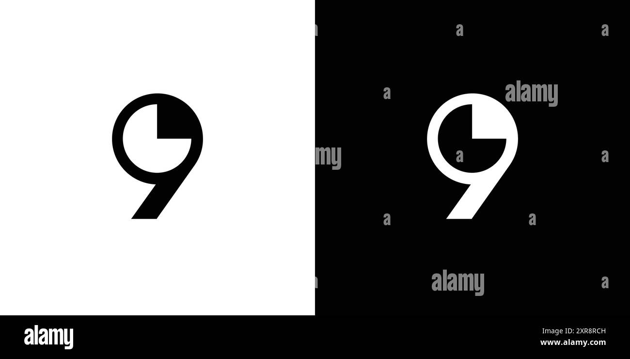 Conception de logo numéro 9 simple et moderne Illustration de Vecteur