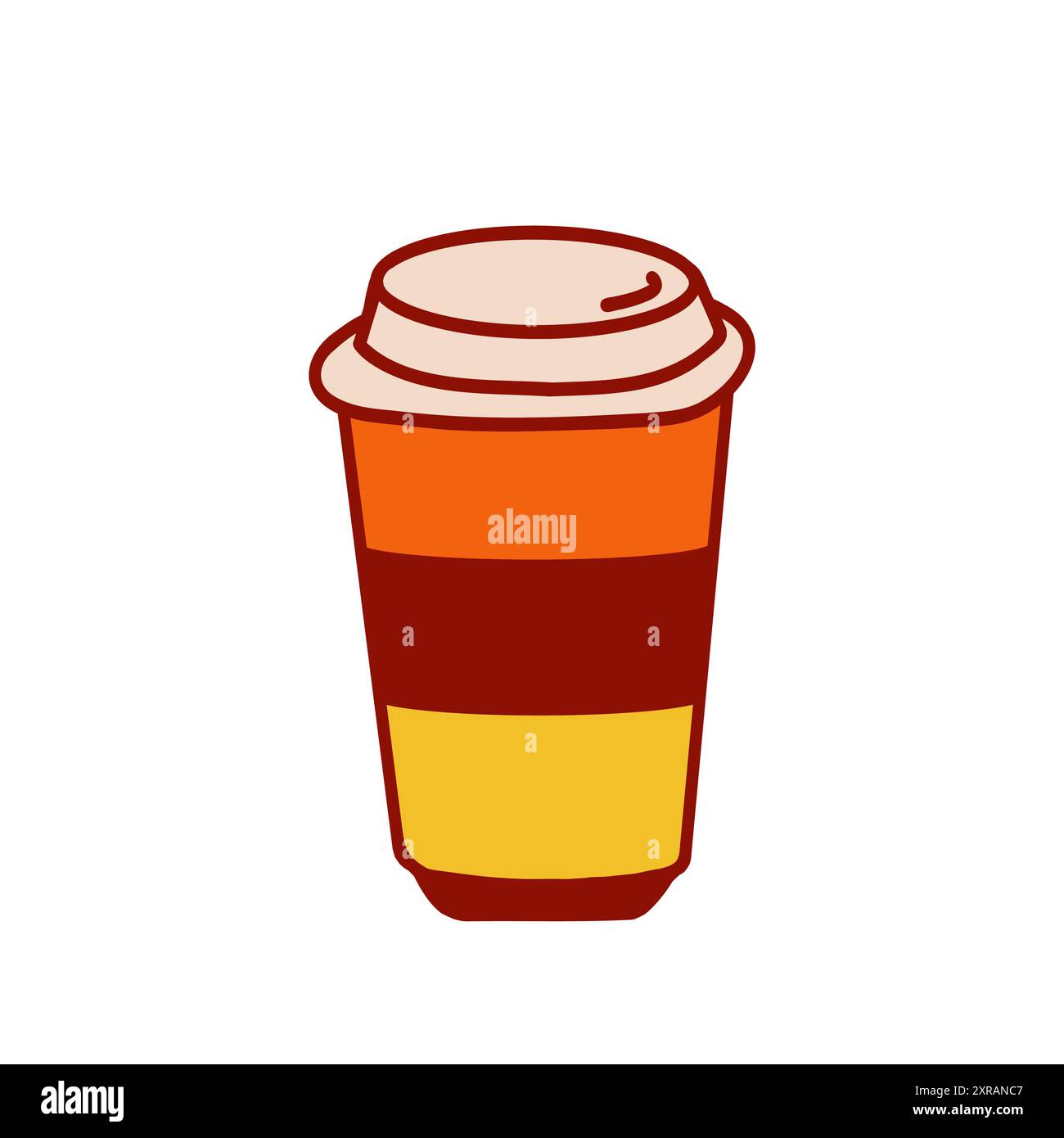 Tasse chaude avec des couches de couleurs orange, brun et jaune à un café confortable pendant l'automne Illustration de Vecteur