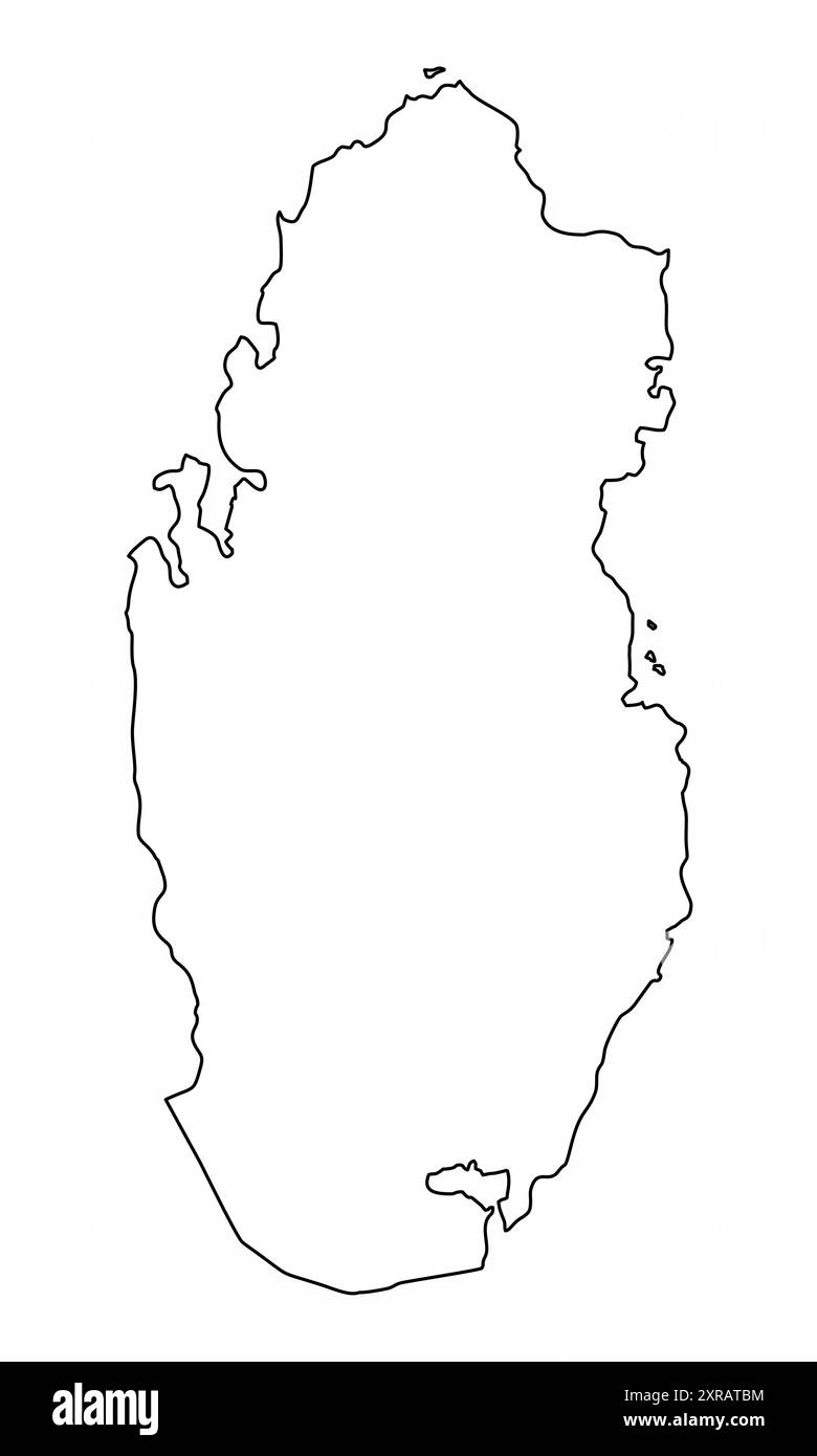 Carte de contour du Qatar isolé sur fond blanc Illustration de Vecteur