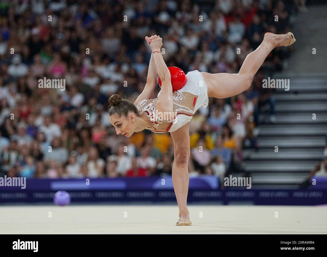 August 09 2024: Boryana Kaleyn (Bulgaria) competes during the Individual All-Around Final on Day 14 of the Olympic Games at La Chapelle Arena, Paris, France. Ulrik Pedersen/CSM. (Credit Image: © Ulrik Pedersen/Cal Sport Media) (Cal Sport Media via AP Images) Banque D'Images